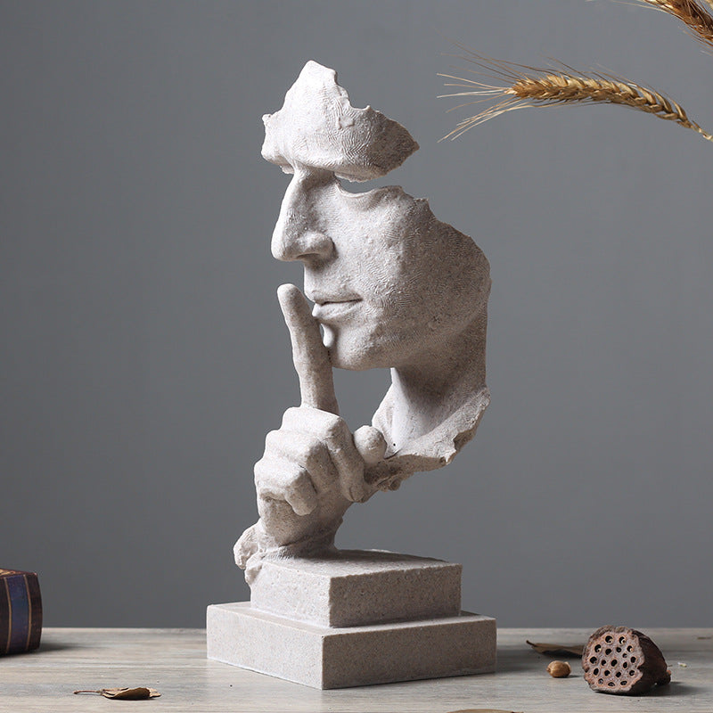 Escultura del Silencio con Acabado Rústico para Decoración de Oficina